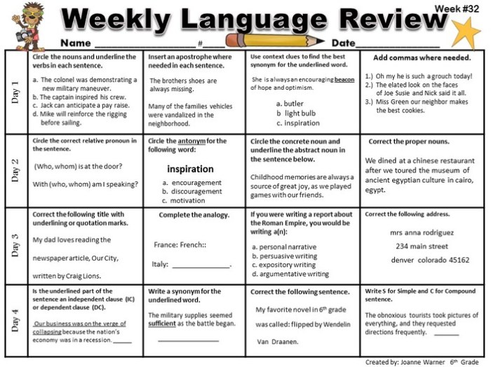 Weekly language review q1 6 answer key