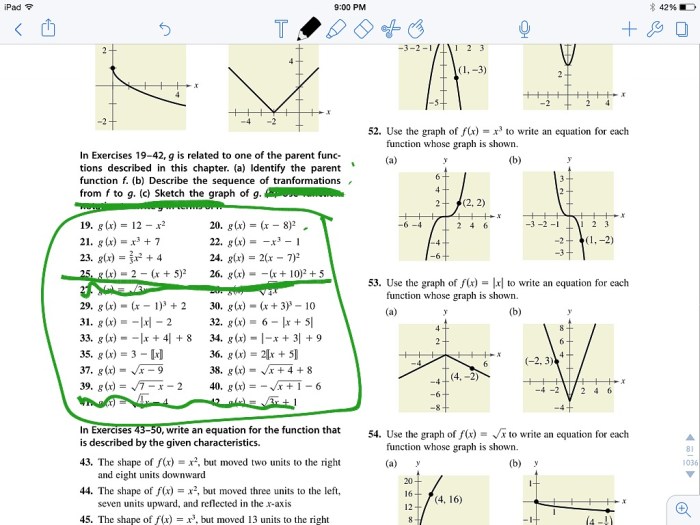 Unit 3 parent functions and transformations homework 2 answer key